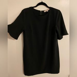 LOFT Petite Black Ruffle Sleeve Dress